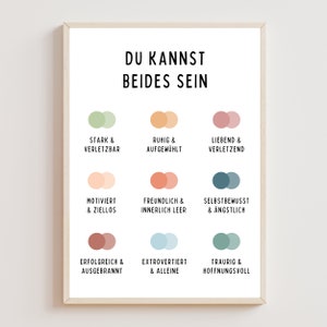 Poster Du kannst beides sein Digital Download Emotionen Poster Psychische Gesundheit Positive negative Gefühle Koexistenz Therapie Büro PDF