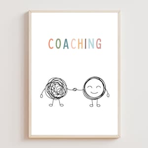 Coaching Poster Téléchargement numérique Conseil en auto-efficacité Salles de coaching Mobilier Wall Art Coach Office Poster Communication Therapy