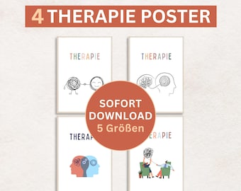 Therapy Poster Set of 4 Digital Download Psychological Counseling Psychotherapy Office Psychologist Behavioral Therapy Poster Mental Health