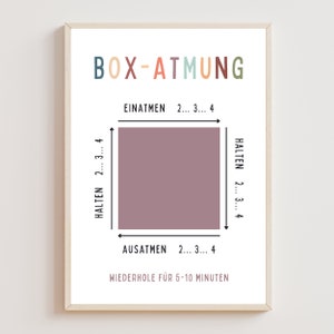 Box Breathing Poster Digital Download Mindfulness Breathing Exercise Against Stress Anxiety Panic Attacks Square Breathing Meditation Therapy Poster Yoga