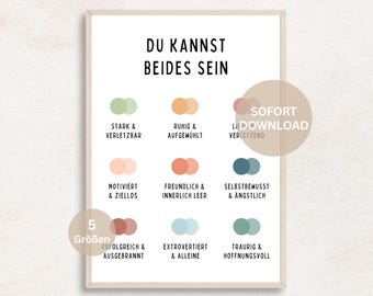 Poster You Can Be Both Digital Download Emotions Poster Mental Health Positive Negative Feelings Coexistence Therapy Office PDF