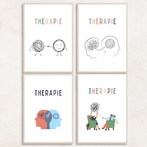 Therapy Poster Set of 4 Digital Download Psychological Counseling Psychotherapy Office Psychologist Behavioral Therapy Poster Mental Health