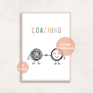 Affiche de coaching à télécharger numérique, conseil en auto-efficacité, ameublement des salles de coaching, art mural, affiche de bureau de coach, thérapie par la communication