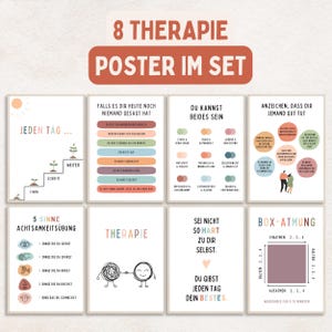 Therapy Poster Set of 8 Digital Download Images for Therapy Rooms in Psychotherapy or Psychological Counseling, Mental Health Poster