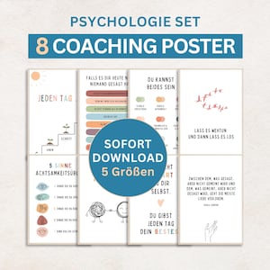 Póster de coaching (8 imágenes digitales descargables) para coaches o consultores sistémicos. Póster de salud mental. Inspiración para la práctica del coaching.