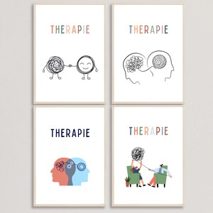 Poster terapeutico Set di 4 Download digitale Consulenza psicologica Psicoterapia Psicologo d'ufficio Terapia comportamentale Poster Salute mentale