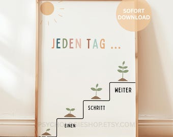 Poster Every day one step further Digital Download Motivational poster Positive affirmations Beliefs Gift for girlfriend Selfcare