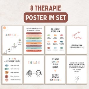 Therapy Poster Set of 8 Digital Download Images for Therapy Rooms in Psychotherapy or Psychological Counseling, Mental Health Poster