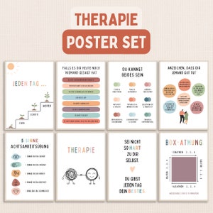 Therapie Poster 8er-Set Digital Download Bilder für Therapieräume in Psychotherapie oder Psychologischer Beratung, Mentale Gesundheit Poster