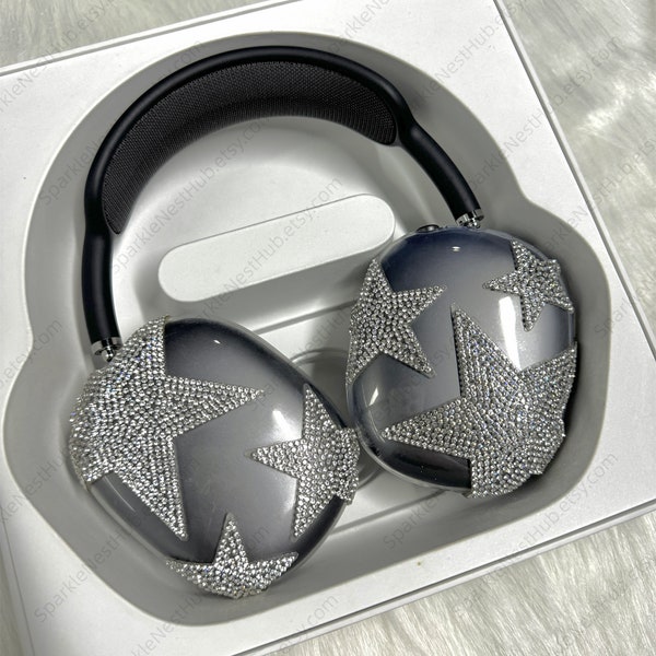 Sparkle Stars AirPods Max Cover, Clear Airpods Max Protective Case, Bling AirPods Max Attachment, Airpod Max Accessories , Cute Gift For Her