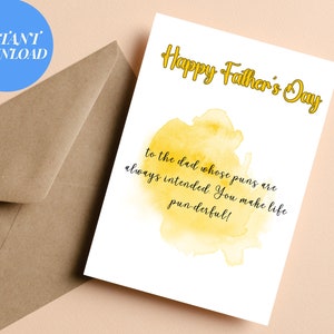 Printable Fathers Day Card I Funny Fathers Day Card - Happy Father&#39;s Day | Thanks Dad Card | Card for Dad I Funny Pun-Loving DAD card