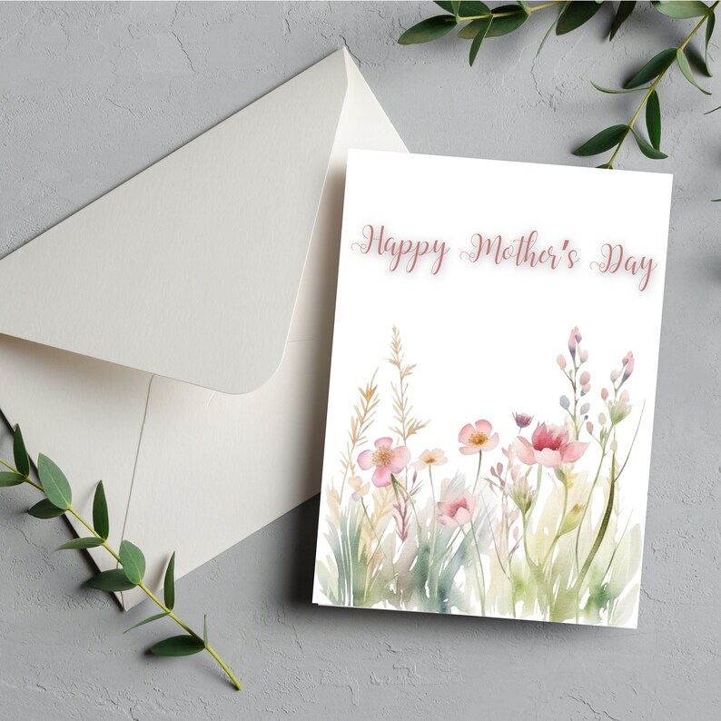 Printable Mothers Day Card, Floral Mother's Day Card, 1st Mothers Day ...