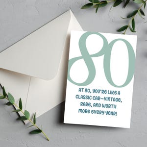 80th Birthday Card Funny Age Milestone, Eightieth Birthday Card, 80th birthday gift, Milestone Birthday, Light Birthday Humor Sarcasm