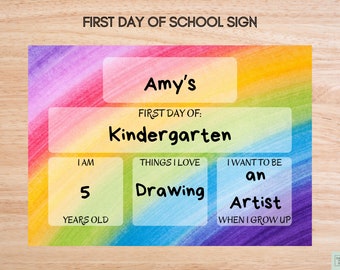 First Day of School Sign Printable - Rainbow