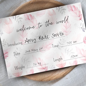 Hospital Name Sign, NICU Card Name, Name Announcement, Hospital Crib Sign, Baby Name Sign, Printable Name Card, Birth Announcement Crib Card