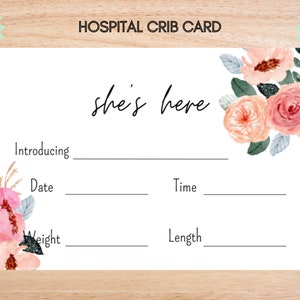 Hospital Name Sign, NICU Card Name, Name Announcement, Hospital Crib Sign, Baby Name Sign, Printable Name Card, Birth Announcement Crib Card