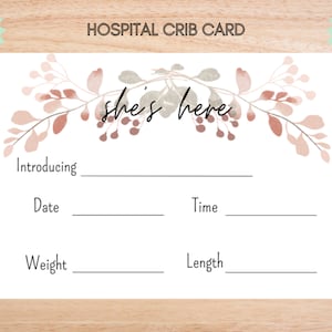 Hospital Name Sign, NICU Card Name, Name Announcement, Hospital Crib Sign, Baby Name Sign, Printable Name Card, Birth Announcement Crib Card