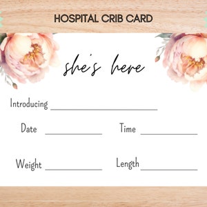 Hospital Name Sign, NICU Card Name, Name Announcement, Hospital Crib Sign, Baby Name Sign, Printable Name Card, Birth Announcement Crib Card