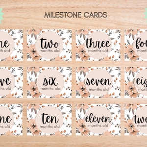 Cartes d'étape mensuelles de bébé / Cartes d'étape de croissance de bébé / Cartes d'étape mensuelles imprimables / Cartes d'étape photo accessoire