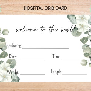 Hospital Name Sign, NICU Card Name, Name Announcement, Hospital Crib Sign, Baby Name Sign, Printable Name Card, Birth Announcement Crib Card