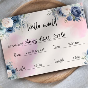 Hospital Name Sign, NICU Card Name, Name Announcement, Hospital Crib Sign, Baby Name Sign, Printable Name Card, Birth Announcement Crib Card
