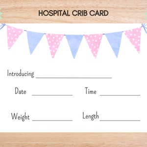 Hospital Name Sign, NICU Card Name, Name Announcement, Hospital Crib Sign, Baby Name Sign, Printable Name Card, Birth Announcement Crib Card