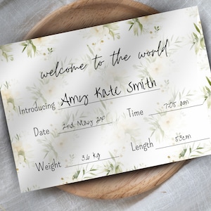 Hospital Name Sign, NICU Card Name, Name Announcement, Hospital Crib Sign, Baby Name Sign, Printable Name Card, Birth Announcement Crib Card