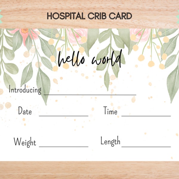 Hospital Name Sign, NICU Card Name, Name Announcement, Hospital Crib Sign, Baby Name Sign, Printable Name Card, Birth Announcement Crib Card