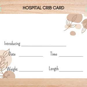 Hospital Name Sign, NICU Card Name, Name Announcement, Hospital Crib Sign, Baby Name Sign, Printable Name Card, Birth Announcement Crib Card