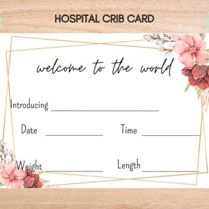 Hospital Name Sign, NICU Card Name, Name Announcement, Hospital Crib Sign, Baby Name Sign, Printable Name Card, Birth Announcement Crib Card