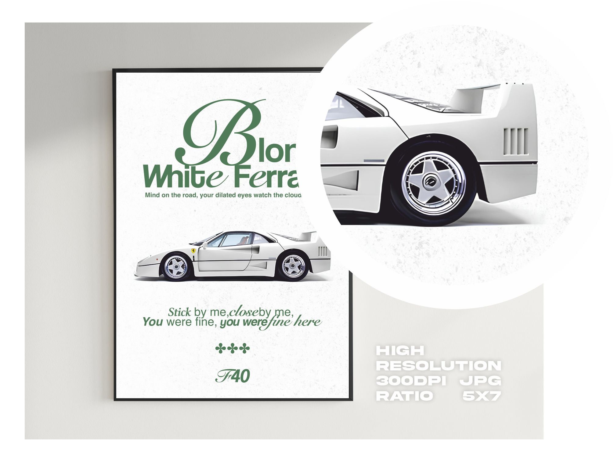 Blond Racing Poster F40 Vintage Racing Posters / White Ferrari / Frank Ocean / Blond / Cars ...