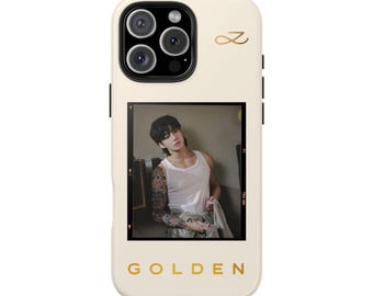 Funda dorada para teléfono Jungkook / Carcasa rígida estética BTS Kpop blanca / Regalo para ARMY