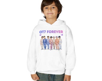 Sudadera con capucha infantil BTS 'OT7 FOREVER' / Sudadera juvenil unisex ARMY / Regalo Kpop / Merchandising de conciertos