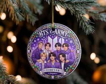 K-Pop Bangtan Ornament| BTS Purple Ceramic Ornament | Gift for ARMY