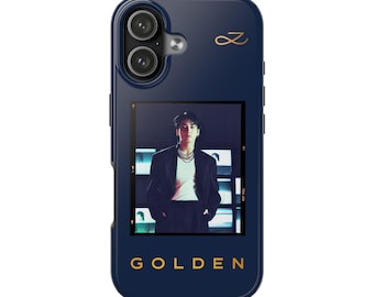 Jungkook Golden Phone Case | Blue BTS Kpop Aesthetic Tough Cover | ARMY Gift