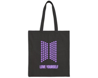 Bolsa de tela "Love Yourself" de BTS / Regalo de algodón para ARMY de Kpop / Bolsa de estudio estética / Bolsa reutilizable