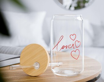Lover Glass Cup, Romantic Drinkware, Date Night Gift, Anniversary Glass, Valentine's Day Present, Personalized Glassware