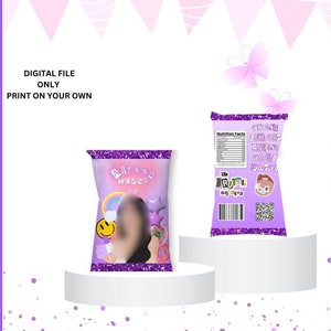 Plantilla digital para bolsa de papas fritas, fiesta de cumpleaños para niños, obsequios para fiestas de cumpleaños, plantilla imprimible, bolsa de papas fritas digital, cumpleaños de Olivia