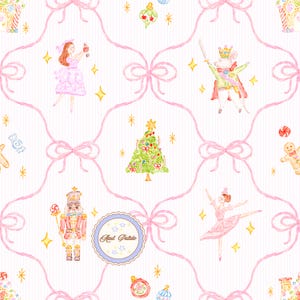 Nahtloses Weihnachtsmuster „Rosa Nussknacker“ (PNG & JPG)
