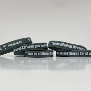Christian Silicone Bracelet – I Can Do All Things Through Christ Wristband, Philippians 4:13 Scripture Band, Bible Verse Faith Gift