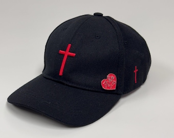 Christian Baseball Cap – Embroidered Cross Hat with John 3:16 Pin – Faith-Based Dad Hat, Christian Streetwear, Religious Gift for Men/Women