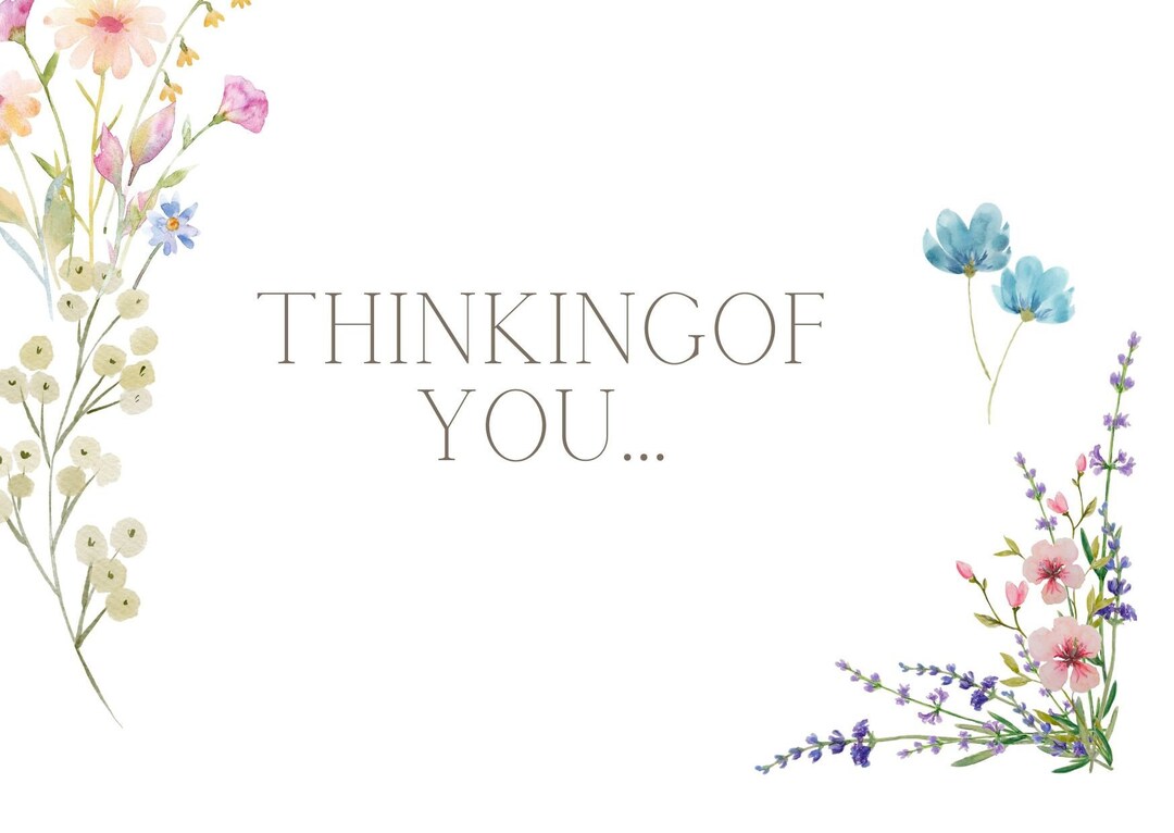 Thinking of You Editable Card Template Flowers Thinking of You Card