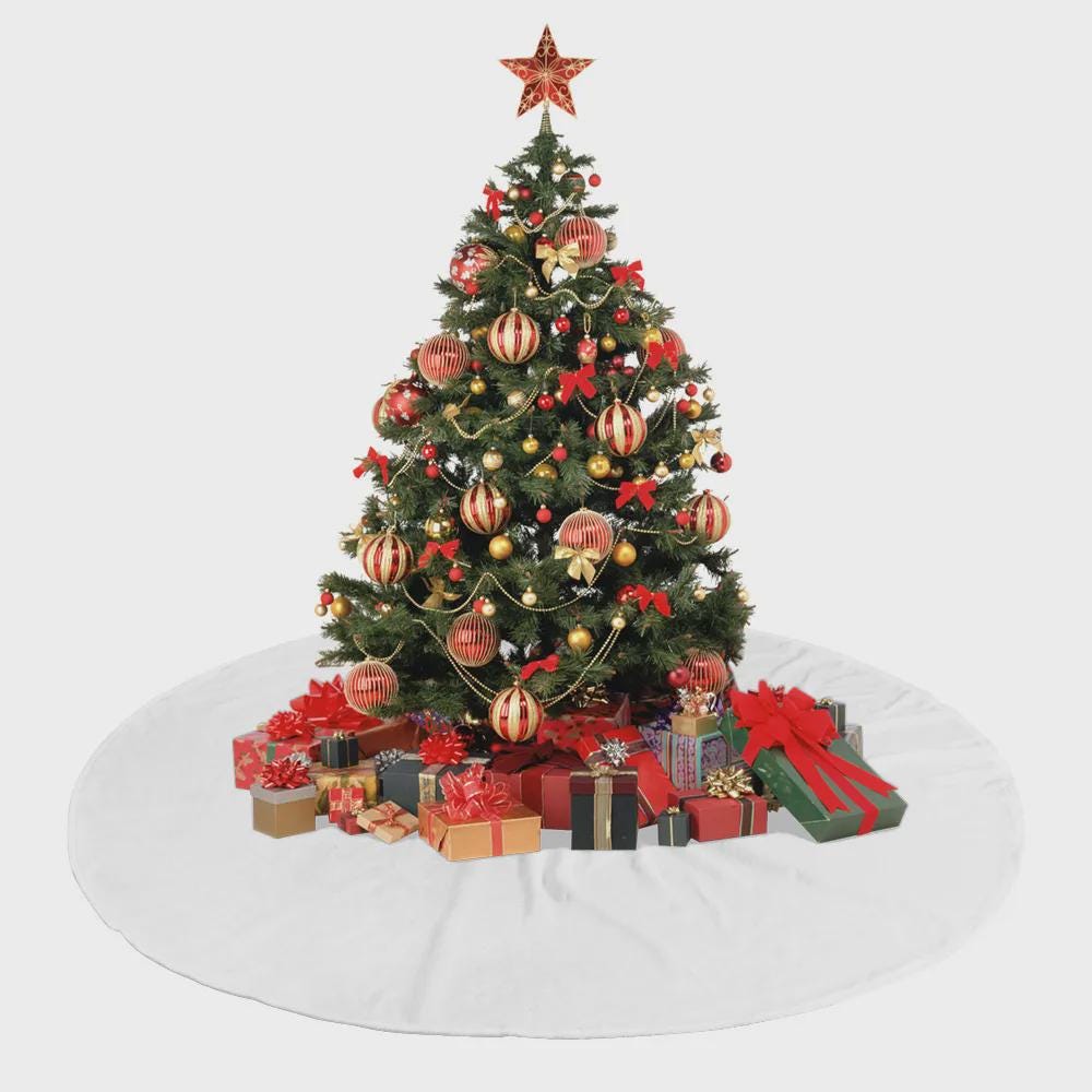 Discover Winter Forest Christmas Tree Skirt, Green Quilted & Embroidered Snowy Pine Tree Decor