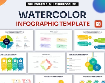 Watercolor Infographic PowerPoint Template | Best PowerPoint Template, Easy to Edit, Professional PowerPoint Templates