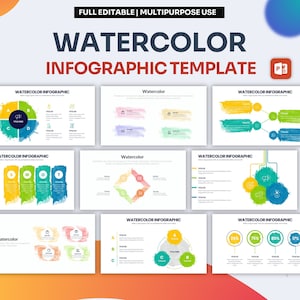 Watercolor Infographic PowerPoint Template | Best PowerPoint Template, Easy to Edit, Professional PowerPoint Templates