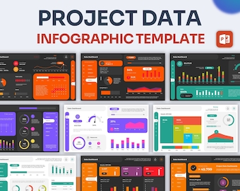 Szablon PowerPoint Infografiki Danych Projektu | Najlepszy Szablon PowerPoint, Łatwy do Edycji, Profesjonalne Szablony PowerPoint