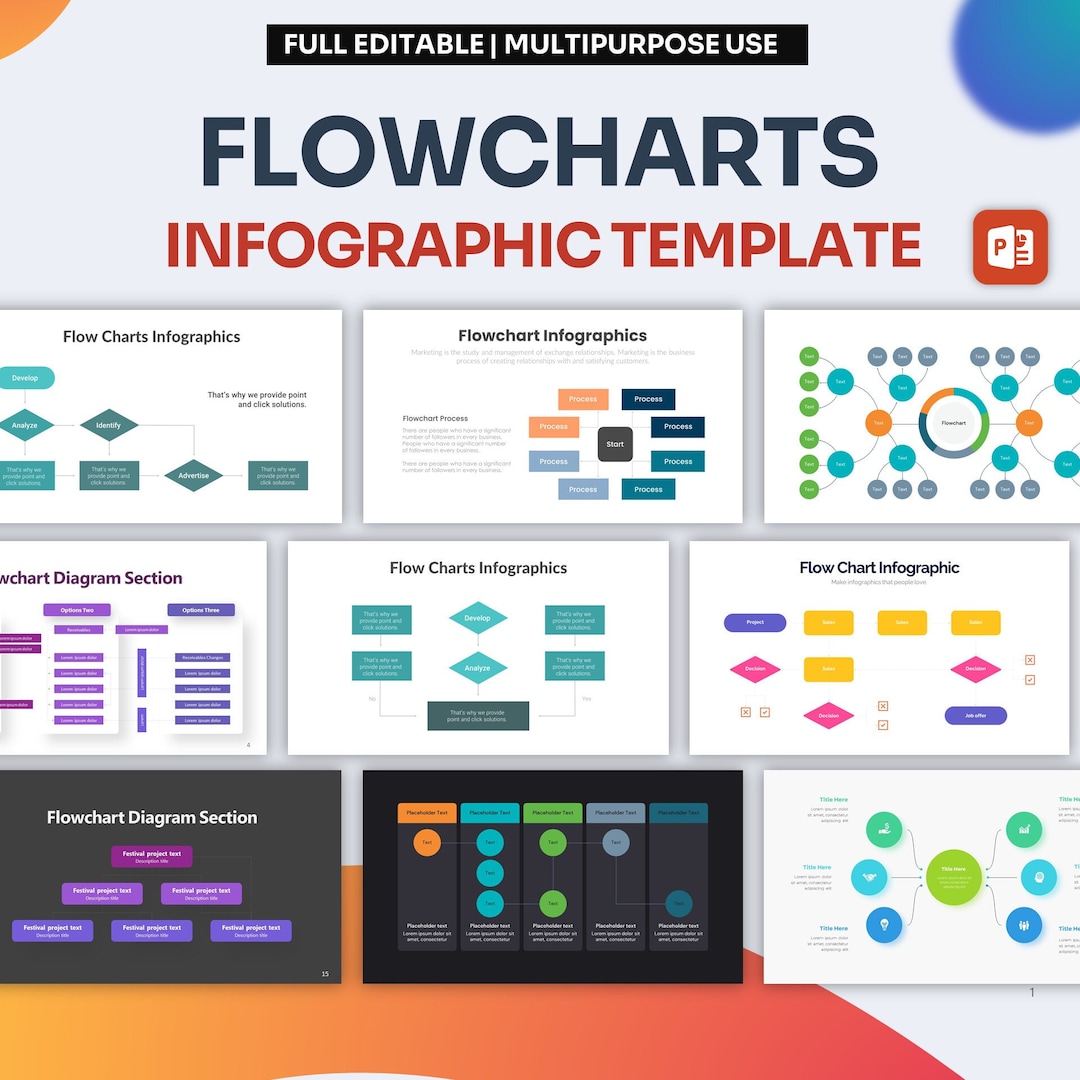 Graphical Powerpoint Flowchart Flowcharts Infographic Powerpoint Template Best Powerpoint Template ...