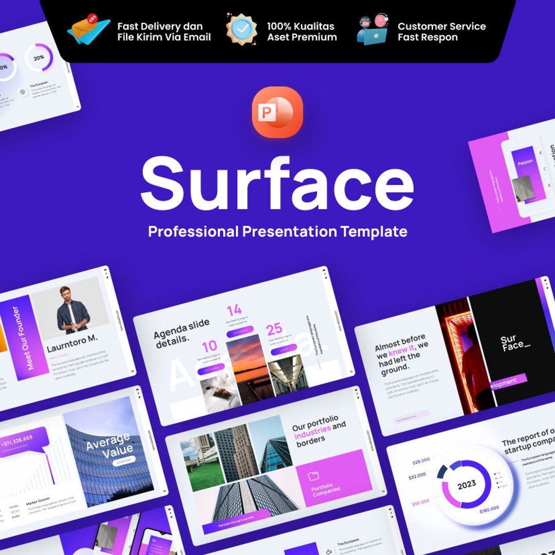 Surface Profesional Powerpoint Presentation Template Fully Animated - Etsy