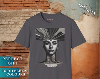 T-shirt à motif géométrique futuriste - Art numérique et mode avant-gardiste pour hommes et femmes - Style unisexe