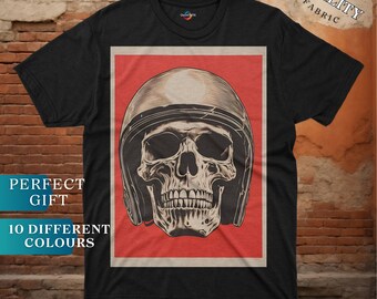Skull Helmet Shirt, Biker Skull Shirt, Skull Graphic Tee, Motorcycle Rider Shirt, Biker Streetwear, Bike Skull Tee, Motorbiker Shirt
